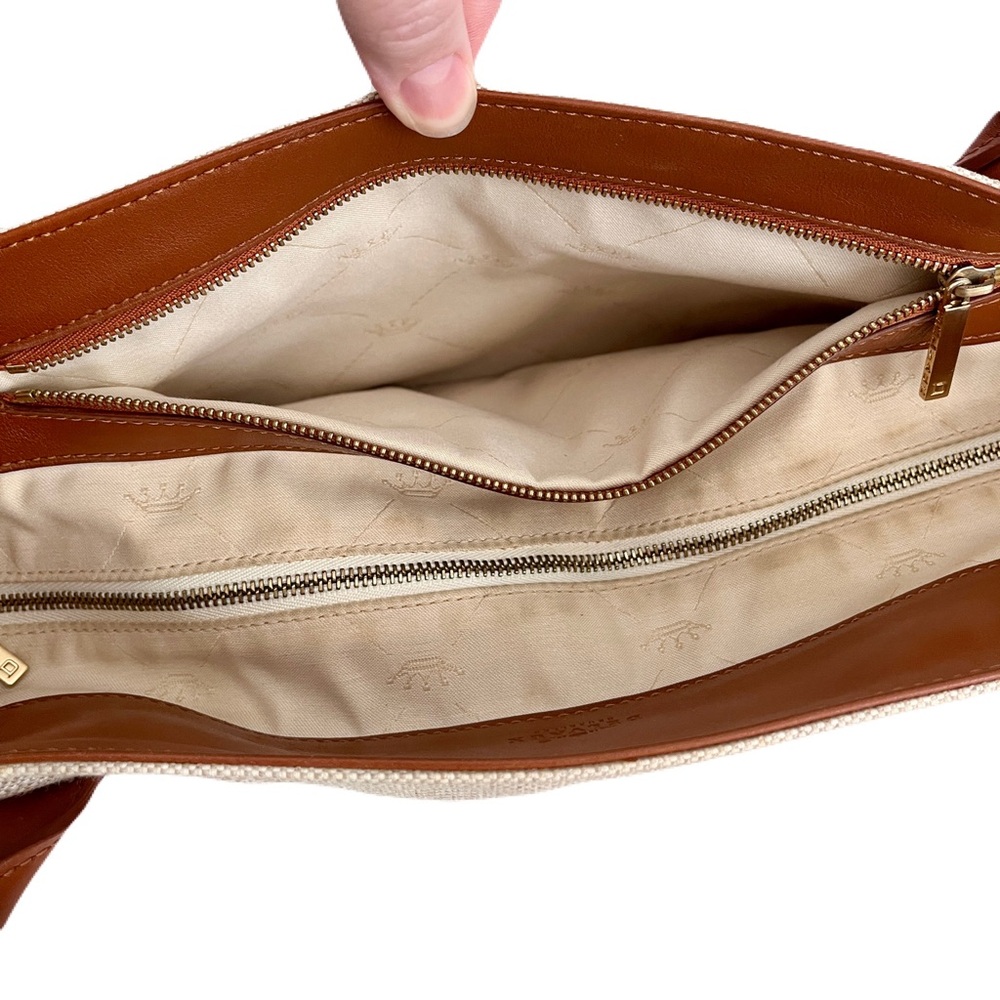Delvaux Beige Canvas ‘Toile Charleston’ with Brown Leather Trim Tote Bag - Picture 8 of 12
